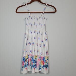 Tommy Bahama sleeveless floral smocked dress girl's sz 6 white multicolor floral